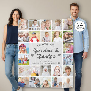Personalized Love You Grandma and Grandpa 24 Photo Fleece Blanket