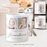 Personalized LOVE YOU GRANDMA Handwritten 4 Photo Coffee Mug<br><div class="desc">Create a keepsake photo mug for a grandmother featuring 4 pictures and titled LOVE YOU GRANDMA in modern handwritten script in gray accented with blush pink hearts with her grandchildren's names or your custom message. All text and colors are editable to change Grandma to Nana or favorite name or to...</div>