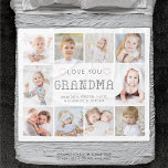 Personalized Love You Grandma Hearts 10 Photo Fleece Blanket at Zazzle