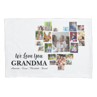 Personalized Love You Grandma Hearts 22 Photo Pillow Case