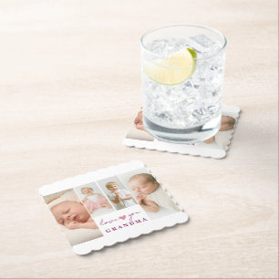 Personalized 'Love You Grandma' Paper Coaster