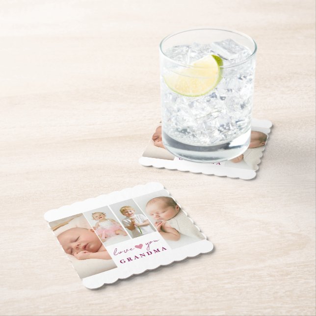 Personalized 'Love You Grandma' Paper Coaster (Insitu)