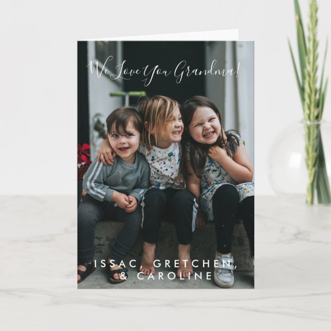 Personalized Love You Grandma Photo Handwritten Card (Front)