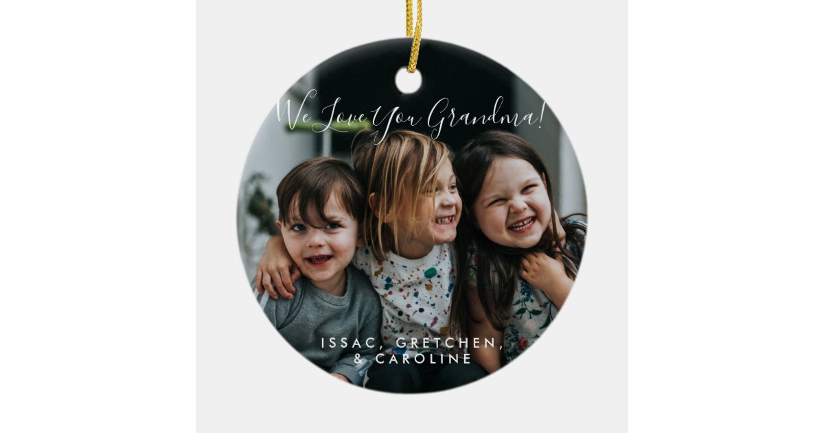 Personalized Love You Grandma Photo Handwritten Ceramic Ornament | Zazzle