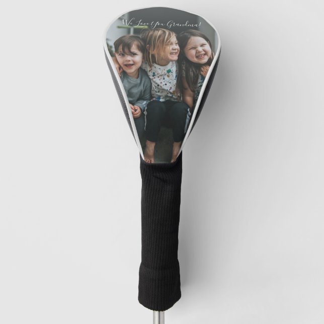Personalized Love You Grandma Photo Handwritten Golf Head Cover (Front)