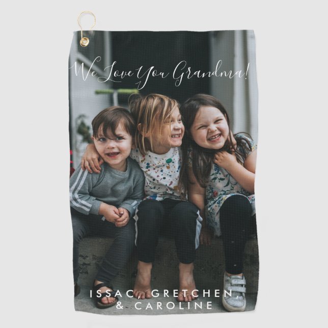 Personalized Love You Grandma Photo Handwritten   Golf Towel (Front)