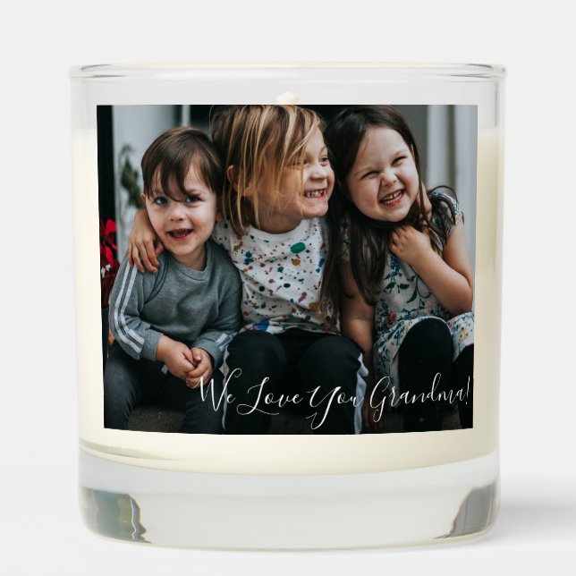 Personalized Love You Grandma Photo Handwritten  Scented Candle (Front)