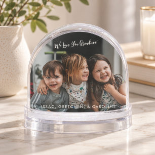 Personalized Love You Grandma Photo Handwritten  Snow Globe