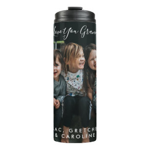 Personalized Love You Grandma Photo Handwritten Thermal Tumbler