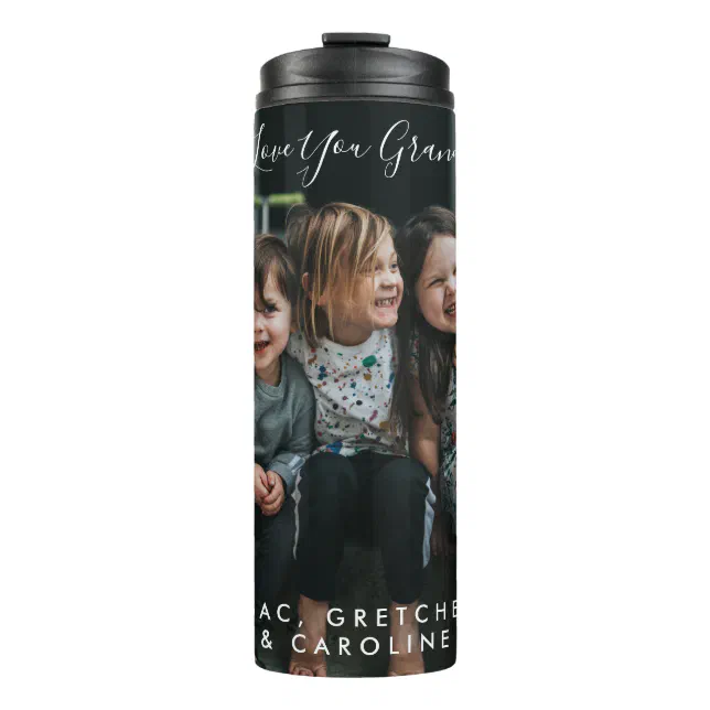 Personalized Love You Grandma Photo Handwritten Thermal Tumbler | Zazzle