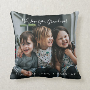 Personalized Love You Grandma Photo Handwritten  Throw Pillow