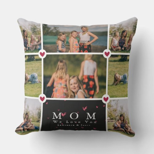 Personalized Love You Mom 8 Photo collage gift Throw Pillow