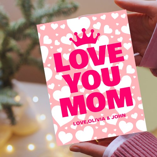 Personalized Love you Mom Mothers Day Photo Pink Card