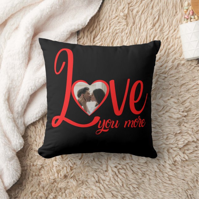 Personalized Love You More Red & Black Throw Pillow (Blanket)