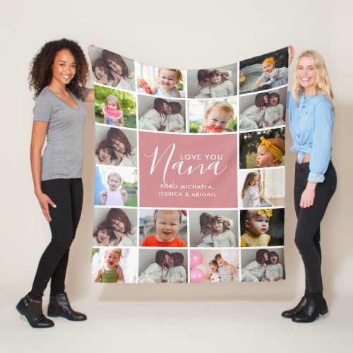 Personalized Love You Nana 20_Photo Collage Fleece Blanket