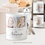 Personalized LOVE YOU NANA Handwritten 4 Photo Coffee Mug<br><div class="desc">Create a keepsake photo mug for a grandmother featuring 4 pictures and titled LOVE YOU NANA in modern handwritten script in gray accented with blush pink hearts with her grandchildren's names or your custom message. All text and colors are editable to change Grandma to Nana or favorite name or to...</div>