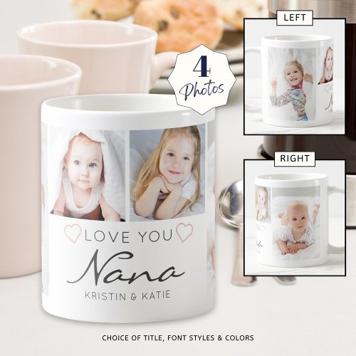 Personalized LOVE YOU NANA Handwritten 4 Photo Coffee Mug