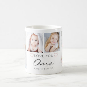 Personalized LOVE YOU OMA Handwritten 4 Photo Coffee Mug