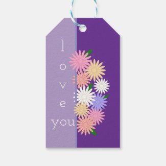 Personalized Love You, Thank You Floral Art Purple