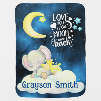 personalized love you to the moon baby blanket