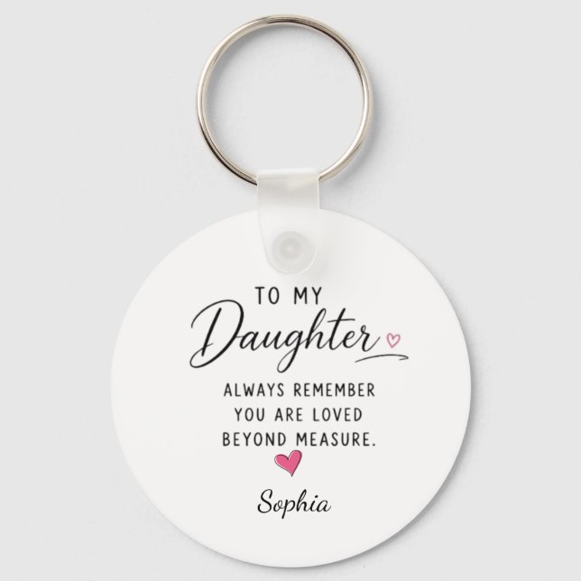 Personalized Loved Beyond Measure Daughter Keychain (Front)