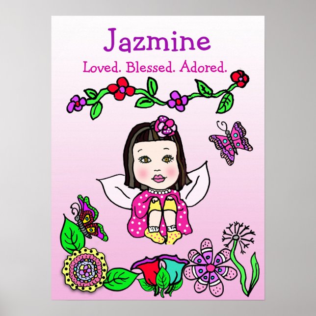 Personalized Loved, Blessed and Adored Fairy Poster (Front)