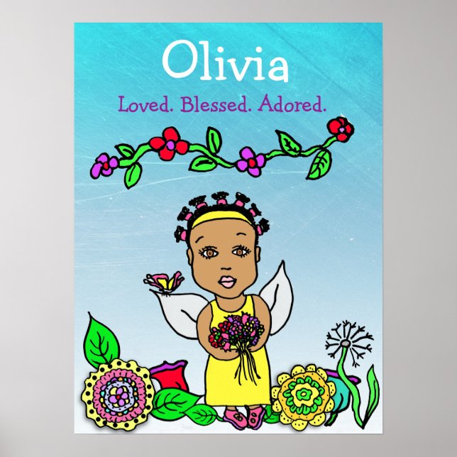 Personalized Loved, Blessed and Adored Fairy Poster (Front)