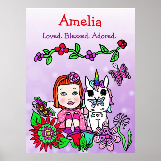 Personalized Loved, Blessed and Adored Fairy Poster (Front)