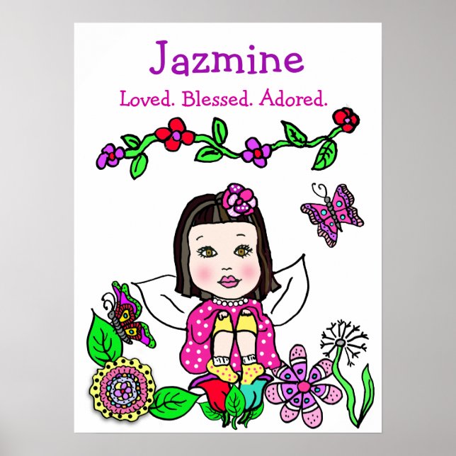 Personalized Loved, Blessed and Adored Fairy Poster (Front)
