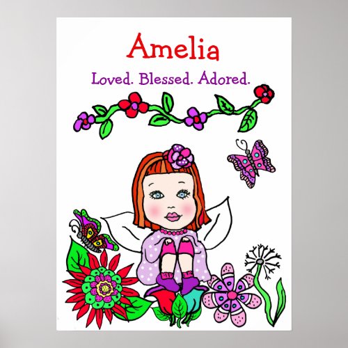 Personalized Loved Blessed and Adored Fairy Poster