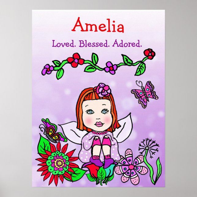 Personalized Loved, Blessed and Adored Fairy Poster (Front)