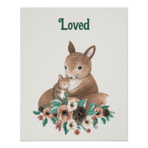 Personalized "Loved" Mother & Baby Squirrel Poster