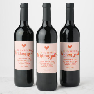 Personalized Lovely Bridesmaid Wedding Day Gift Wine Label
