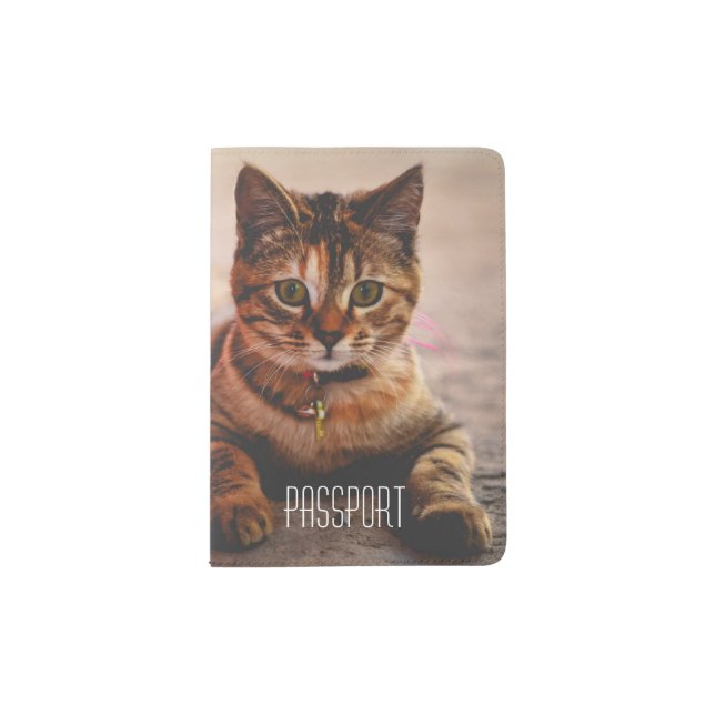 Personalized Lovely Cute Cat Kitten Kitty Passport Holder (Front)