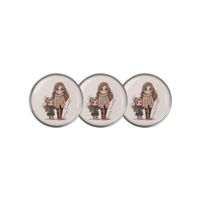 Personalized Lovely Mother and Daughter Golf Ball Marker (3 Up)