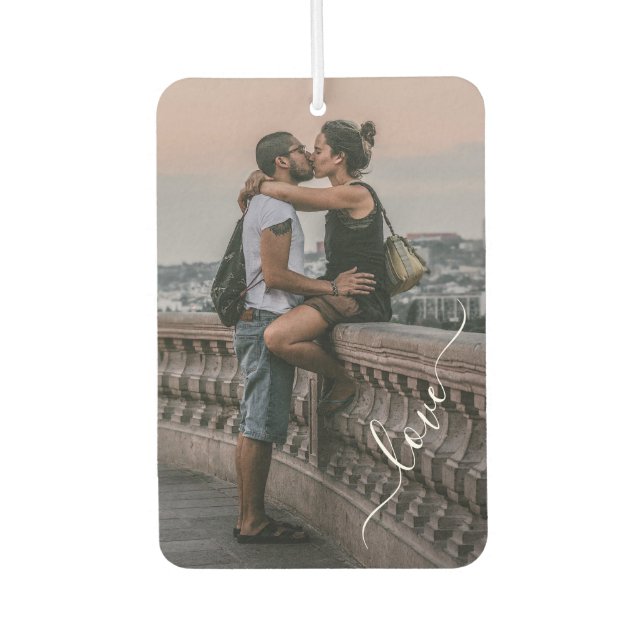 Personalized Lovers Couple Picture Love Text Air Freshener (Front)