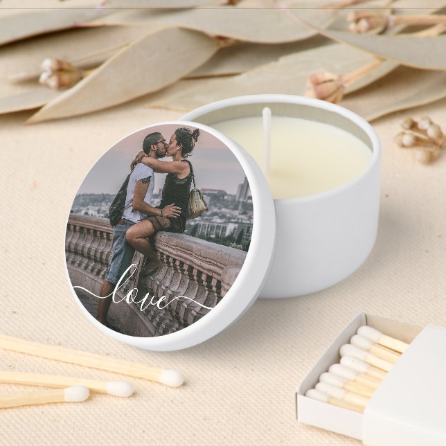 Personalized Lovers Couple Picture Love Text Mini Candle Favors (Insitu)