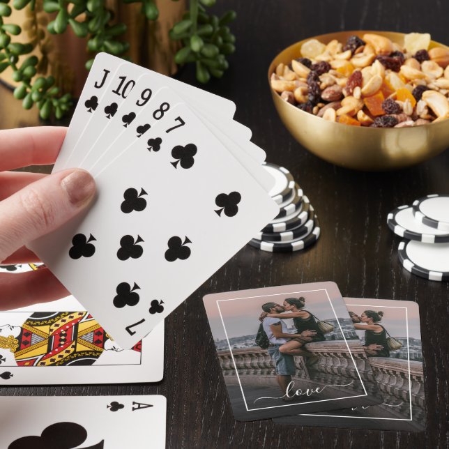 Personalized Lovers Couple Picture Love Text Poker Cards (In Situ)