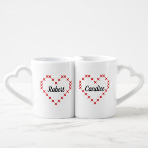 Personalized lovers mug set with couple's name