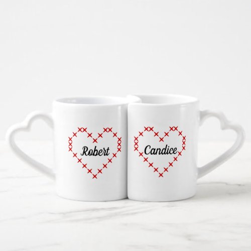 Personalized lovers mug set with couples name