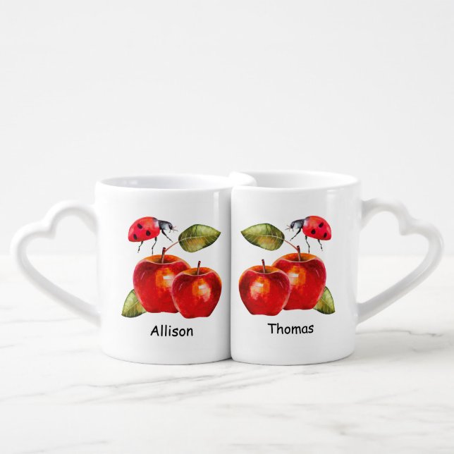 Personalized lovers mug set with name of couple (Front Nesting)