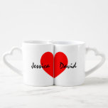 Personalized lovers mug set with name of couple<br><div class="desc">Personalized lovers mugs for him and her. Cute design with red love heart and custom name. Funny Valentines Day or wedding gift idea for husband and wife couple or newly weds bride and groom. Romantic Mr and Mrs design. Also good for boyfriend and girlfriend relationship.</div>