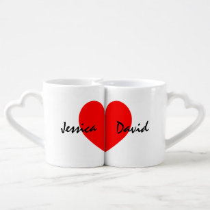 Personalized lovers mug set with name of couple