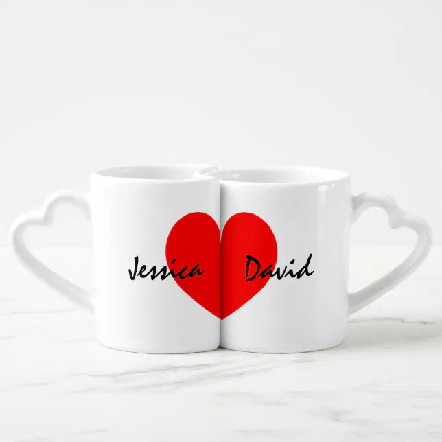 Personalized lovers mug set with name of couple Zazzle