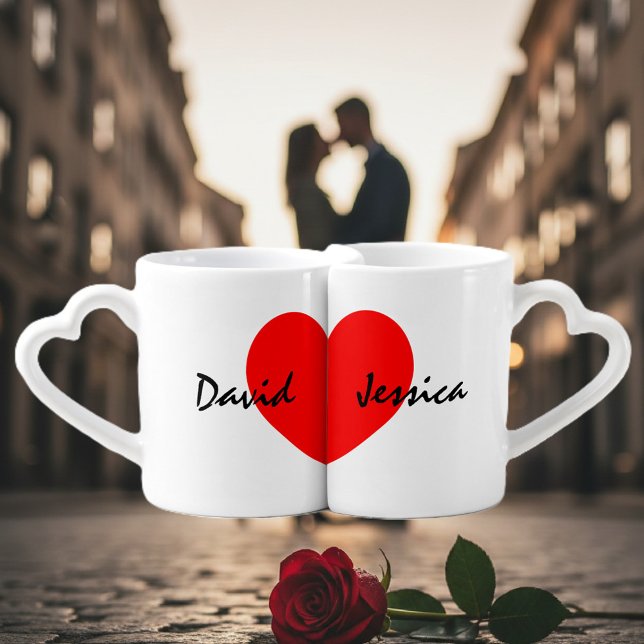 Personalized lovers mug set with name of couple (lovers mug set)