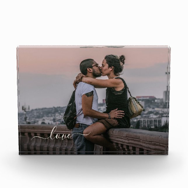 Personalized Lovers Photo And Simple Love Quote Block (Front)
