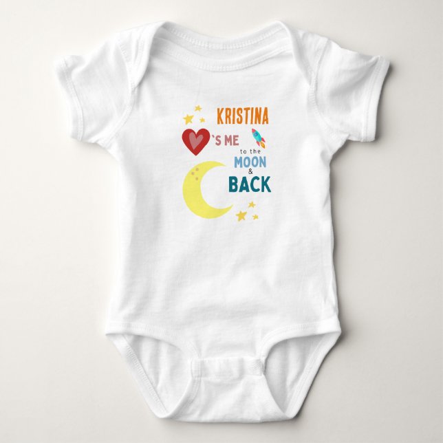 personalized  Loves me to the moon and back Baby Bodysuit (Front)