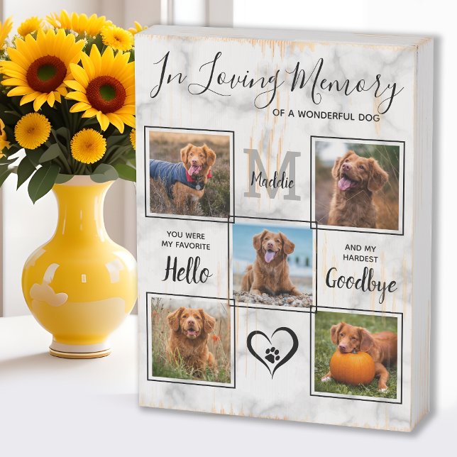 Personalized Loving Memory Pet Memorial 5 Photo Wooden Box Sign (Creator Uploaded)