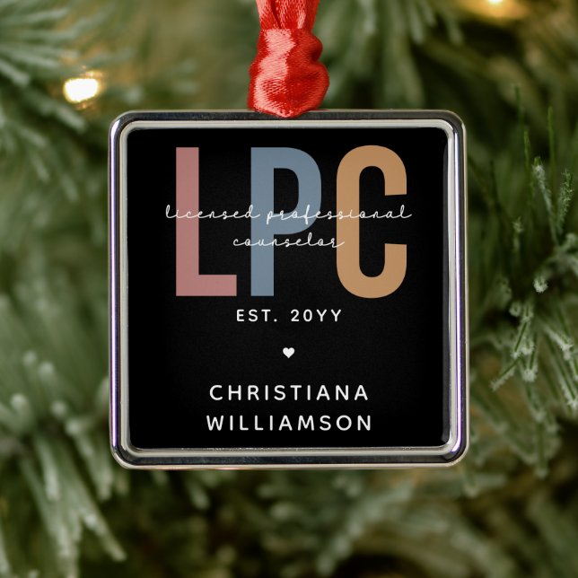 Personalized LPC Licensed Professional Counselor Metal Ornament (Tree)