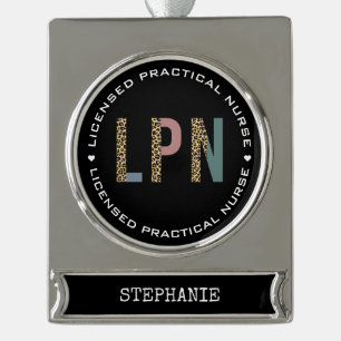 Personalized LPN Licensed Practical Nurse Silver Plated Banner Ornament